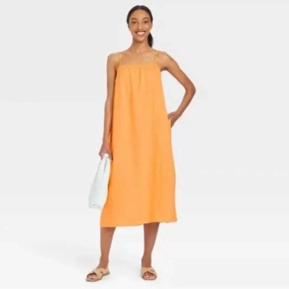 NWT a.new.day Orange LINEN Sleeveless  Dress ~1X